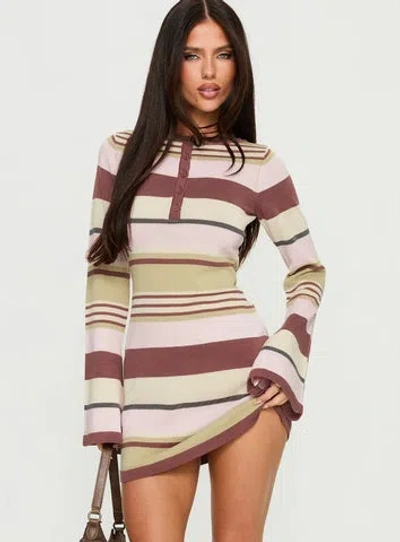 Princess Polly Shandee Knit Long Sleeve Mini Dress In Multi