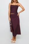 Princess Polly Shining Mirrors Polka Dot Cotton Camisole & Skirt Set In Burgundy