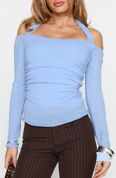 Princess Polly Shivers Halter Long Sleeve Top In Blue