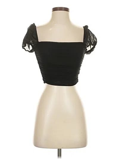 Pre-owned Princess Polly Short Sleeve Blouse In Black