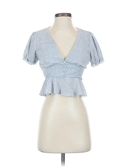 Pre-owned Princess Polly Short Sleeve Blouse In Blue