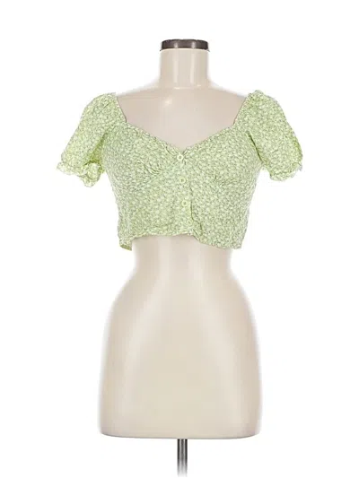 Pre-owned Princess Polly Short Sleeve Blouse In Green