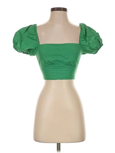Pre-owned Princess Polly Short Sleeve Blouse In Green
