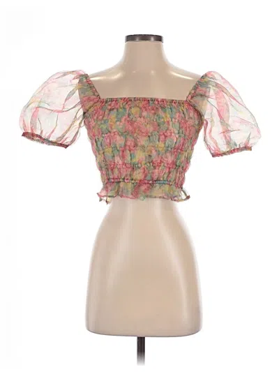 Pre-owned Princess Polly Short Sleeve Blouse In Pink