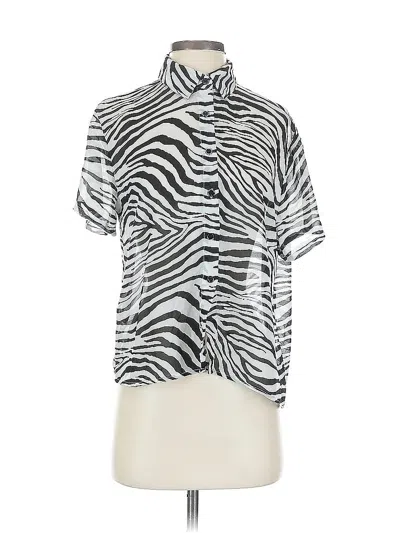 Pre-owned Princess Polly Short Sleeve Blouse In Silver