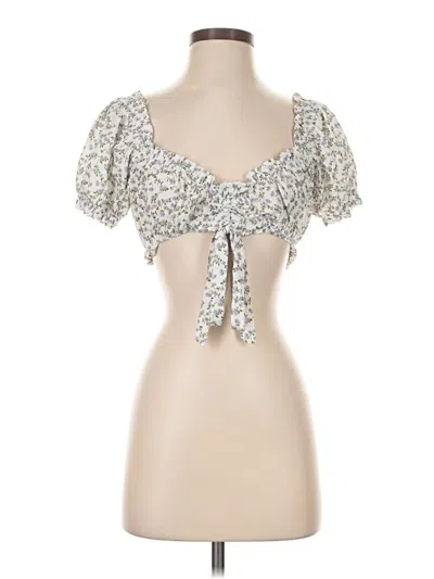 Pre-owned Princess Polly Short Sleeve Blouse In Silver