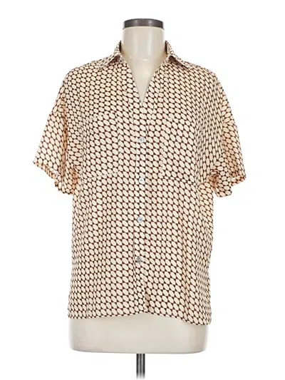 Pre-owned Princess Polly Short Sleeve Blouse In Tan