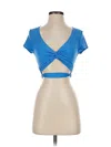 Princess Polly Short Sleeve Top Blue Keyhole Neckline Tops In Blue