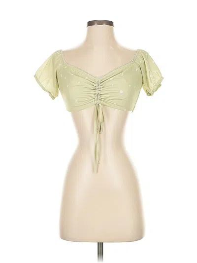 Pre-owned Princess Polly Short Sleeve Top Green Sweetheart Neckline Tops