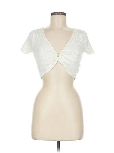 Pre-owned Princess Polly Short Sleeve Top Ivory Sweetheart Neckline Tops In White