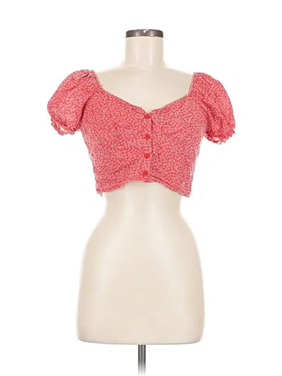 Pre-owned Princess Polly Short Sleeve Top Red Sweetheart Neckline Tops