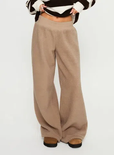 Princess Polly Siberia Fleece Track Pant In Brown