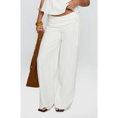 Princess Polly Silver Moon Tie Waist Linen Blend Pants In White