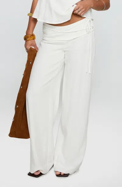 Princess Polly Silver Moon Tie Waist Wide Leg Pants In White
