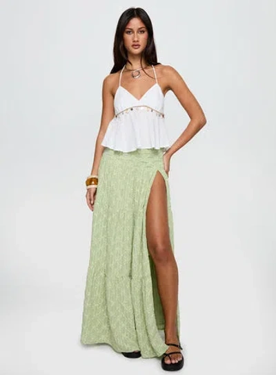 Princess Polly Silver Soul Embroidered Maxi Skirt In Green