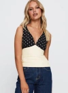 Princess Polly Silverstone Plunge Sleeveless Contrast Polka Dot Top In Multi