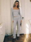 Princess Polly Sleep Golden Slumber Foldover Waist Flared Sleep Pant In Grey
