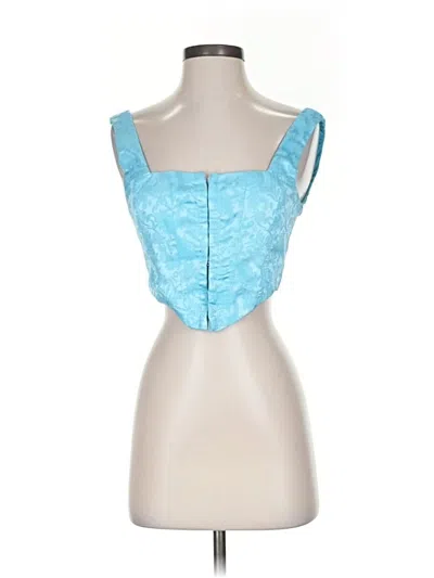 Pre-owned Princess Polly Sleeveless Blouse In Blue