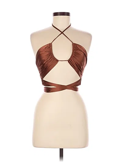 Pre-owned Princess Polly Sleeveless Blouse In Brown