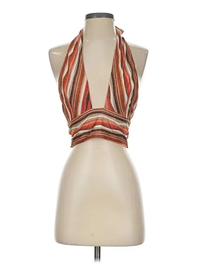 Pre-owned Princess Polly Sleeveless Blouse In Brown