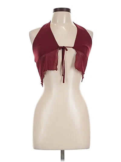 Pre-owned Princess Polly Sleeveless Blouse In Burgundy
