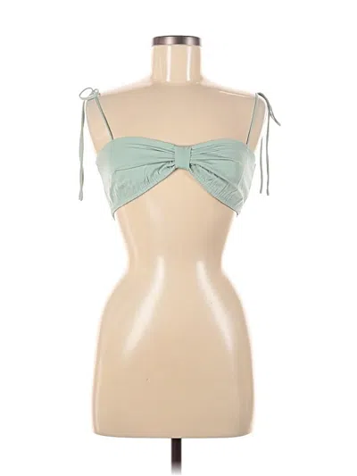 Pre-owned Princess Polly Sleeveless Top Teal Strapless Neckline Tops In Blue