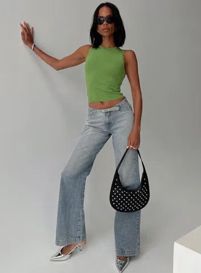 Princess Polly Slow Ride Belted Jeans In Blue
