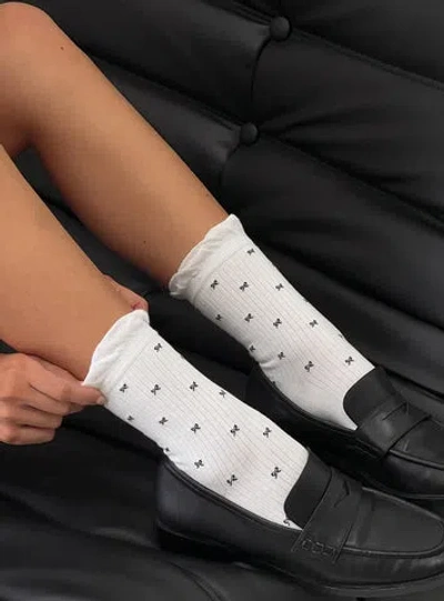 Princess Polly Soffie Frill Detail Bow Socks In White
