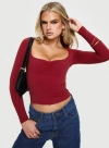 Princess Polly Soft Fit Luxe Selenie Long Sleeve Top In Red