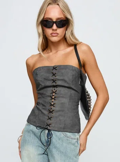 Princess Polly Soft Spoken Strapless Tie Up Top In Black