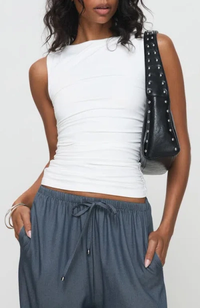 Princess Polly Solani Ruched Knit Top In White