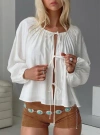 Princess Polly Somebody Else Tie Up Top In White