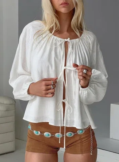 Princess Polly Somebody Else Tie Up Top In White