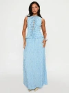 Princess Polly Songbird Shirred Stripe Cotton Blend Maxi Dress In Blue