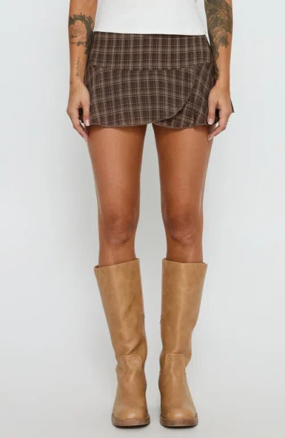 Princess Polly Sonsie Plaid Miniskirt In Brown