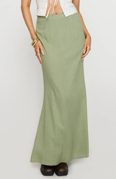 Princess Polly Sophia Cotton & Linen Maxi Skirt In Green