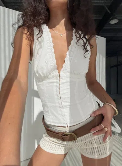 Princess Polly Speechless Sleeveless Lace Trim Top In White