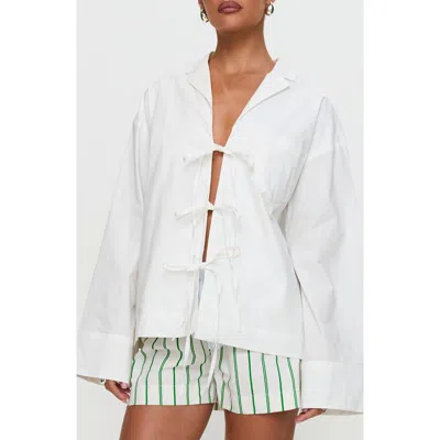 Princess Polly Spirie Tie Front Stretch Cotton Top In White