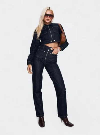 Princess Polly Stallion Straight Leg Jeans In Black