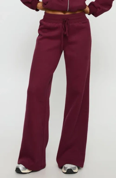 Princess Polly Stargirl Wide Leg Sweatpants In Burgundy