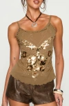 Princess Polly Start Of Summer Sequin Camisole In Brown
