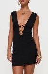 Princess Polly Steward Plunge Neck Minidress In Black