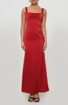 Princess Polly Strauss Satin Maxi Dress In Red