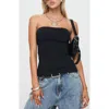 Princess Polly Strutter Foldover Side Slit Strapless Top In Black