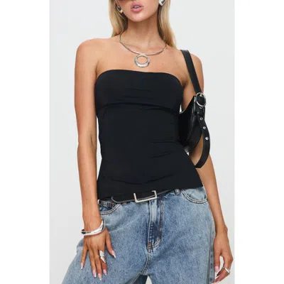 Princess Polly Strutter Foldover Side Slit Strapless Top In Black