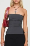 Princess Polly Strutter Foldover Strapless Top In Dark Grey