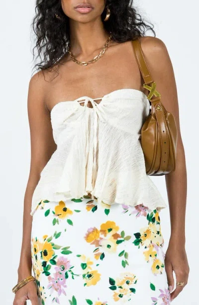 Princess Polly Summer Nights Strapless Stretch Organic Cotton Top In Ivory