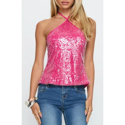 Princess Polly Sun Salutations Sequin Halter Top In Pink