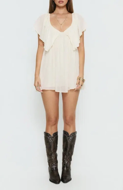 Princess Polly Sun Spirit Plunge Flowy Playsuit In White