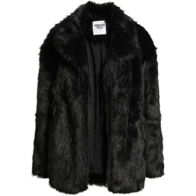 Princess Polly Super Trouper Faux Fur Jacket In Black